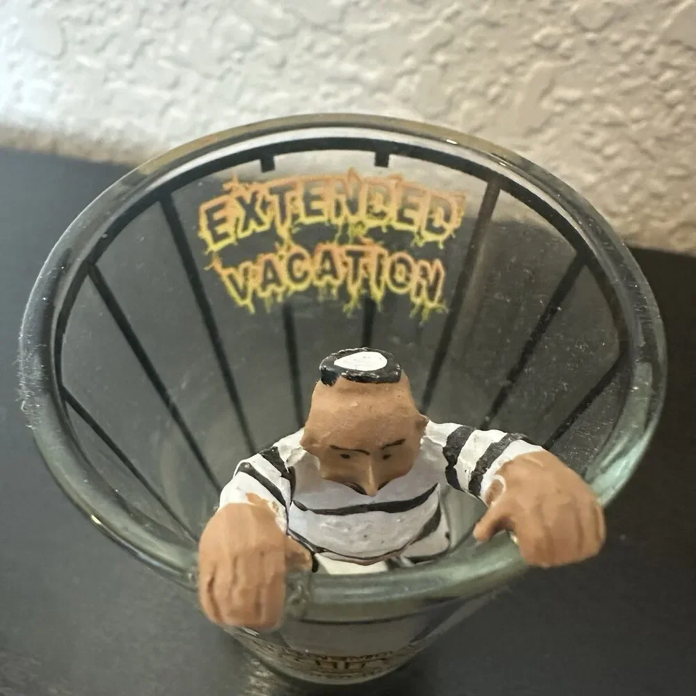 Shot Glass South Dakota Sturgis Biker Rally Jail Cell Inmate Striped‎ Jumpsuit